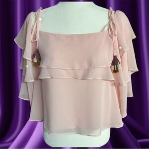 Rebecca Minkoff Dena Cold-Shoulder Tassel Tie
Tiered Overlays Lined Top Sz Small